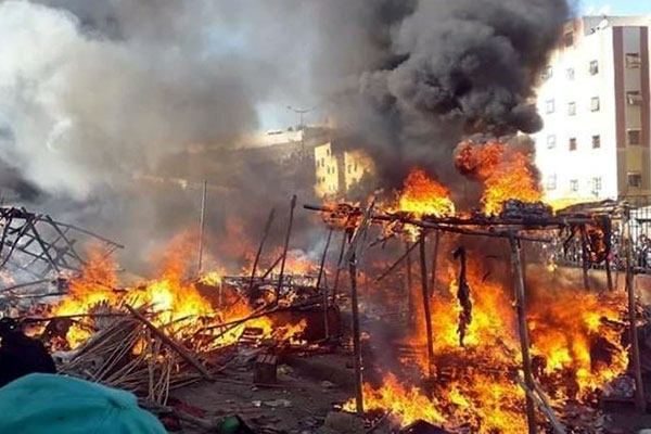  اندلاع حريق بسوق عشوائي للخضر بفاس 