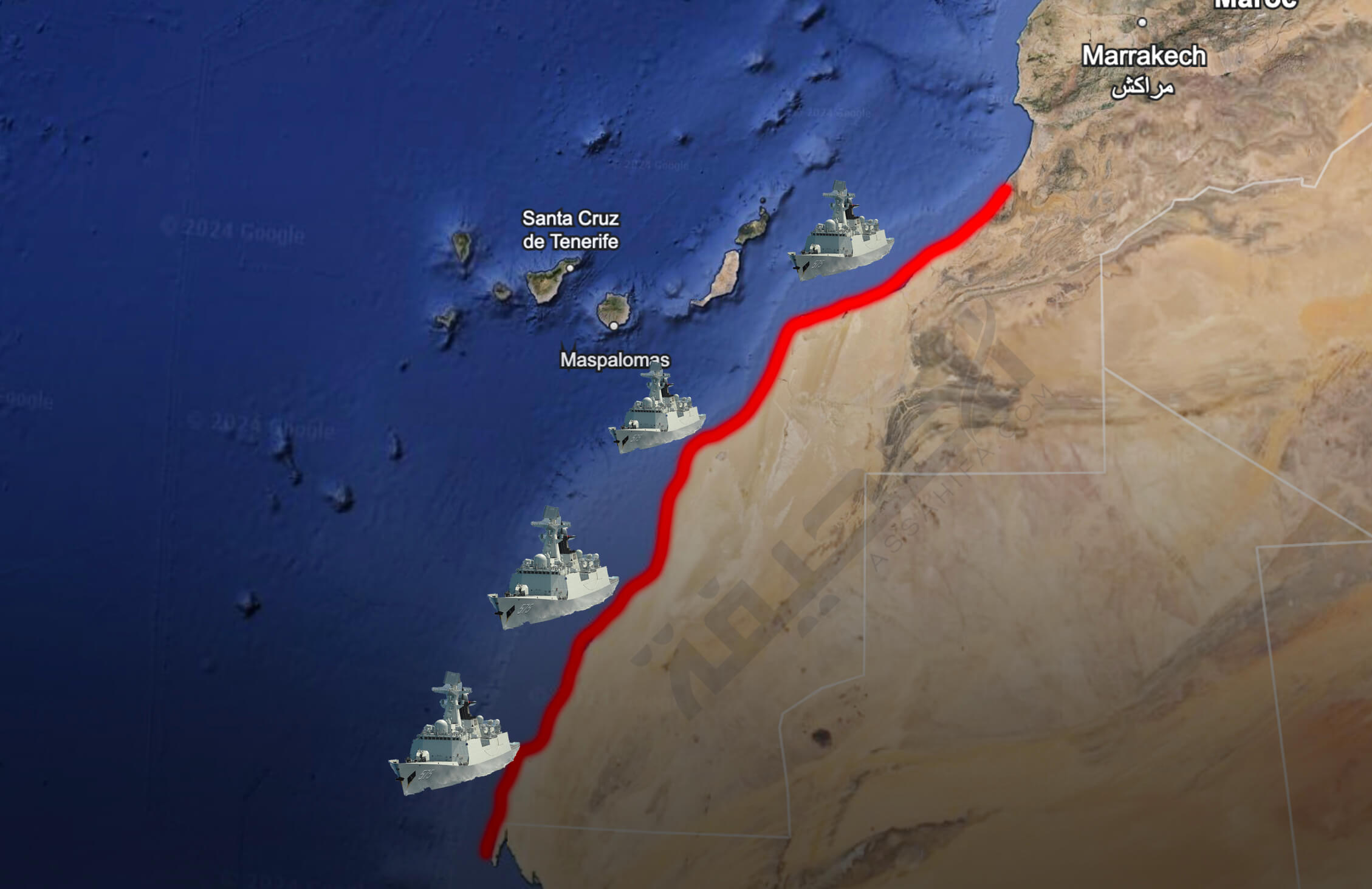 الجيش المغربي يجري أضخم مناورات بحرية على طول السواحل الجنوبية للمملكة بمحاذاة "جبل تروبيك" الغني بالثروات المعدنية