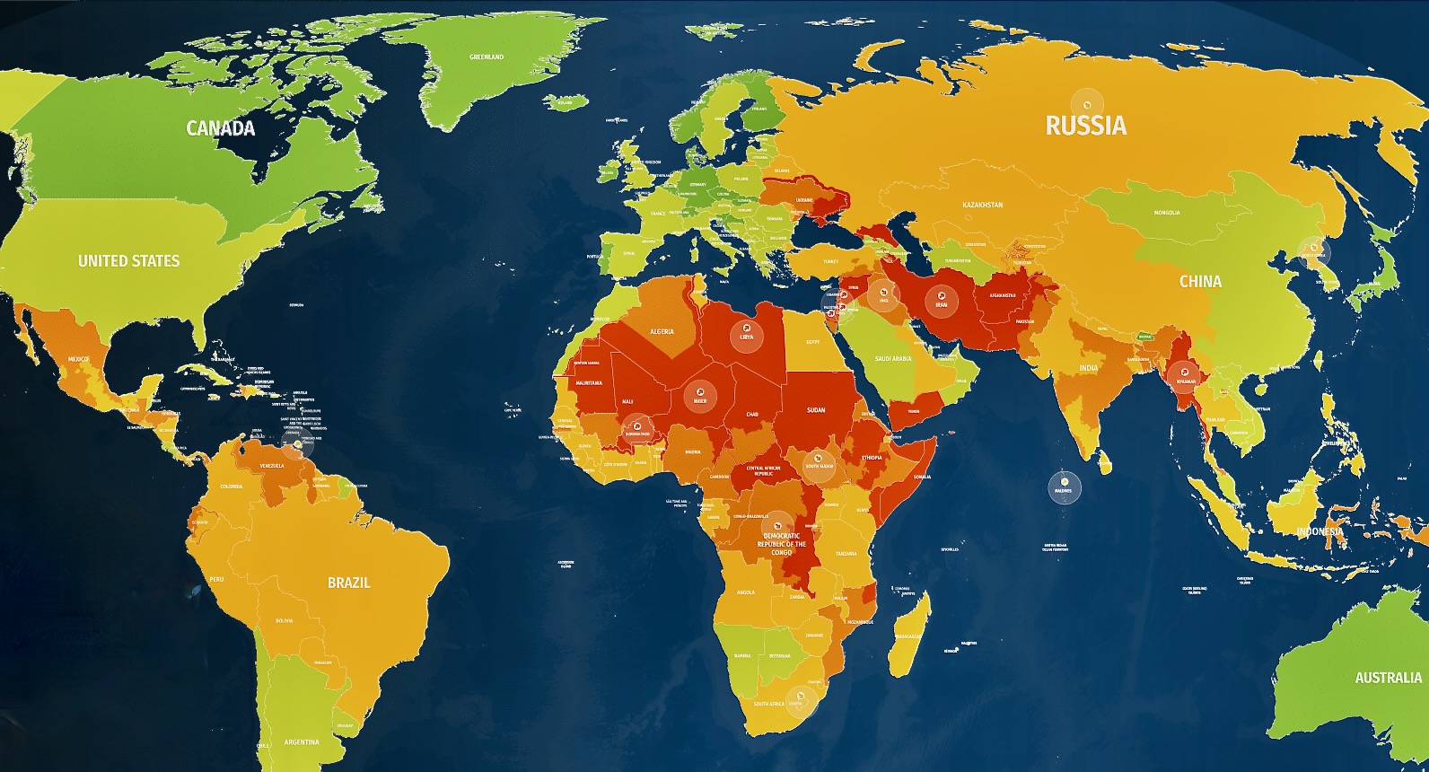 خريطة "الخطر" العالمية: المغرب في أعلى مستوى من الأمان في إفريقيا مماثلاً لإسبانيا وفرنسا وأمريكا.. والجزائر تصنف بمنطقة الخطر المرتفع
