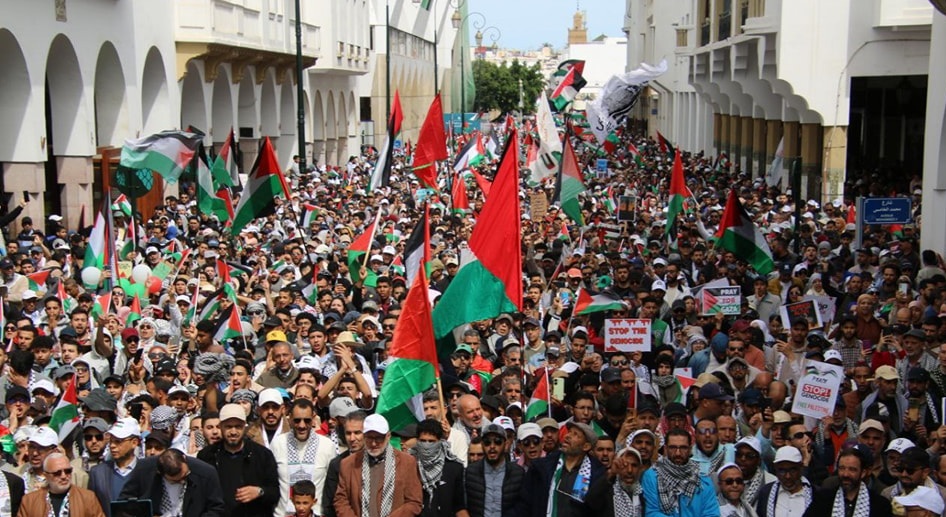  مسيرة حاشدة بالرباط احتجاجا على جرائم إسرائيل ضد الفلسطينيين 