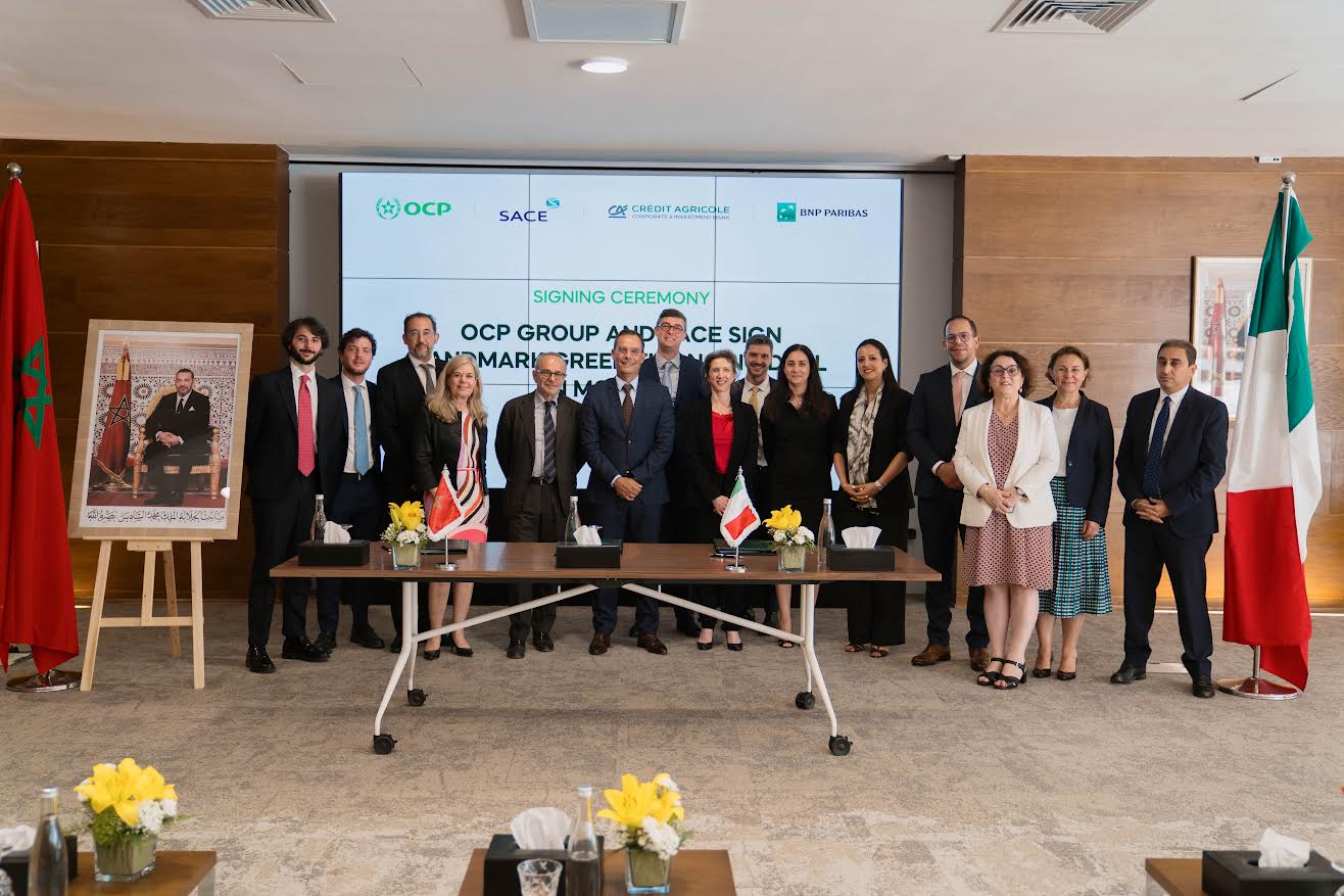 مجموعـة OCP و SACE يوقعان اتفاقية هامة للتمويـل الأخضر بقيمة 265 مليون أورو