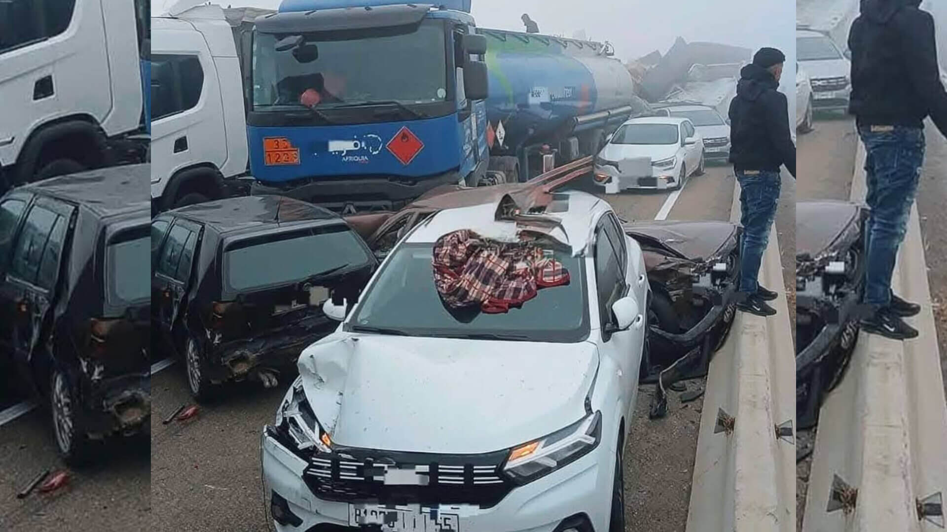 قتلى ومصابون في حادث تصادم جماعي بالطريق السيّار بين أزمور والجديدة بسبب الضباب الكثيف