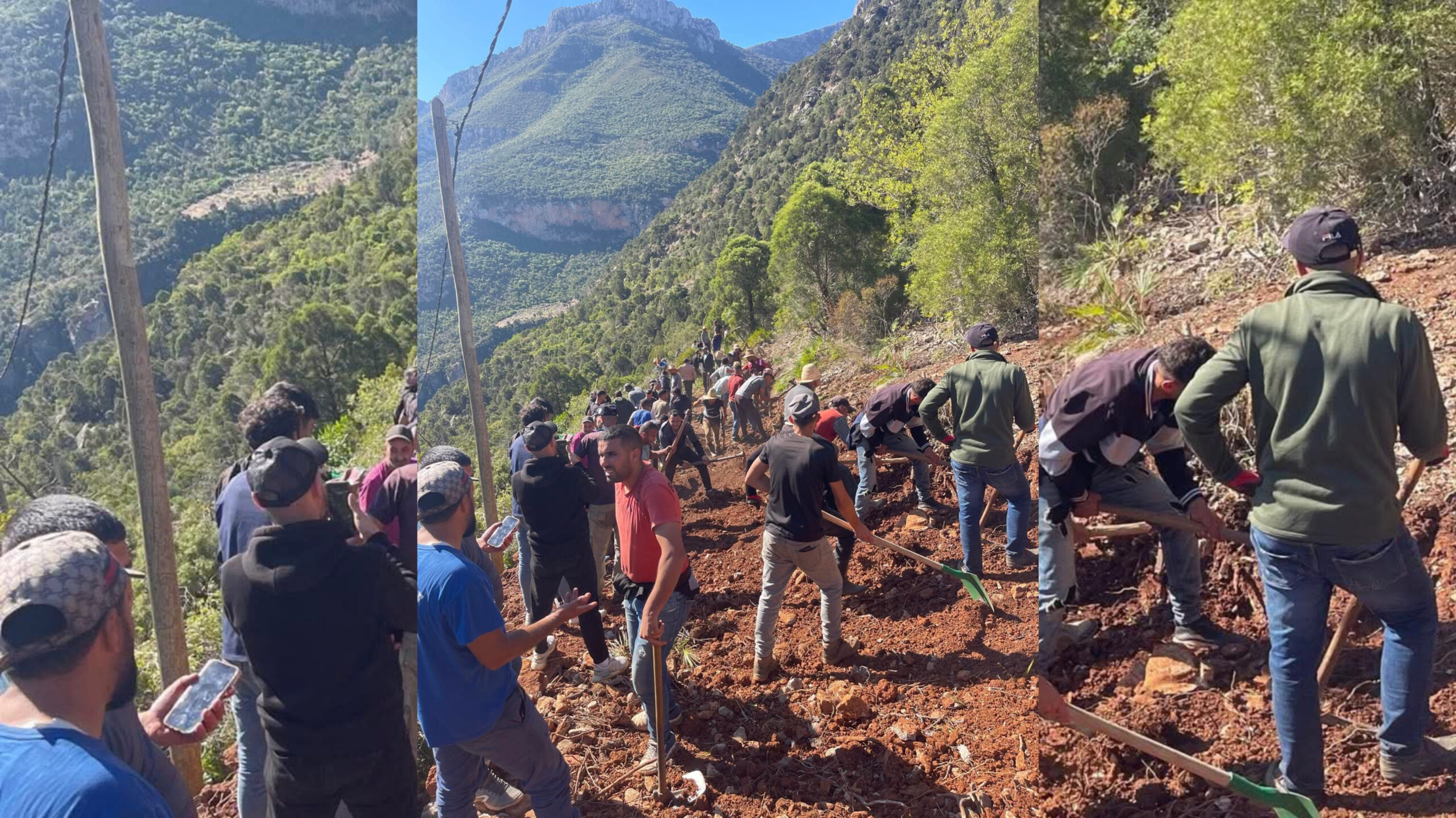  شباب قرية بنواحي تطوان يشقون طريقًا بأيديهم بعد سنوات من تجاهل السلطات لمطلبهم 