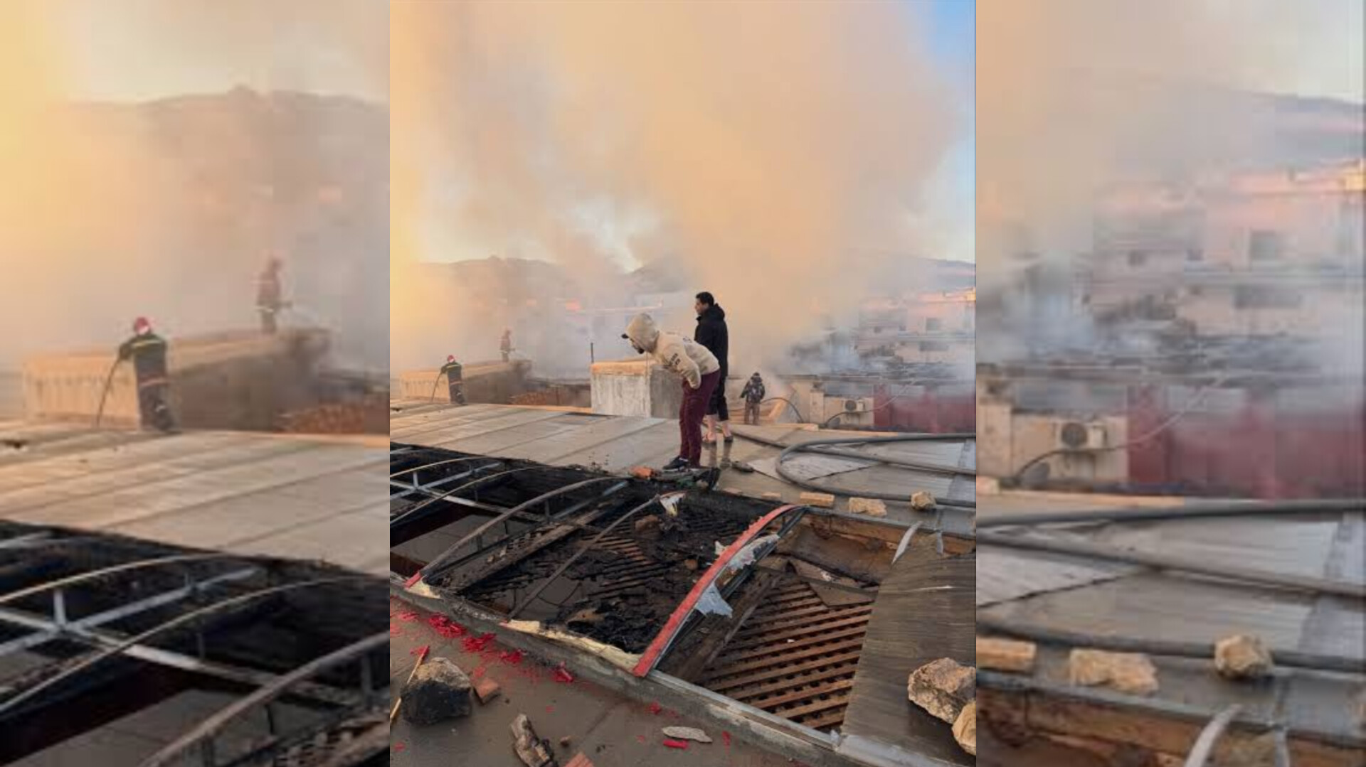 حريق مهول يلتهم قبة السوق بمدينة تازة العليا ويثير حالة من الذعر وسط التجار